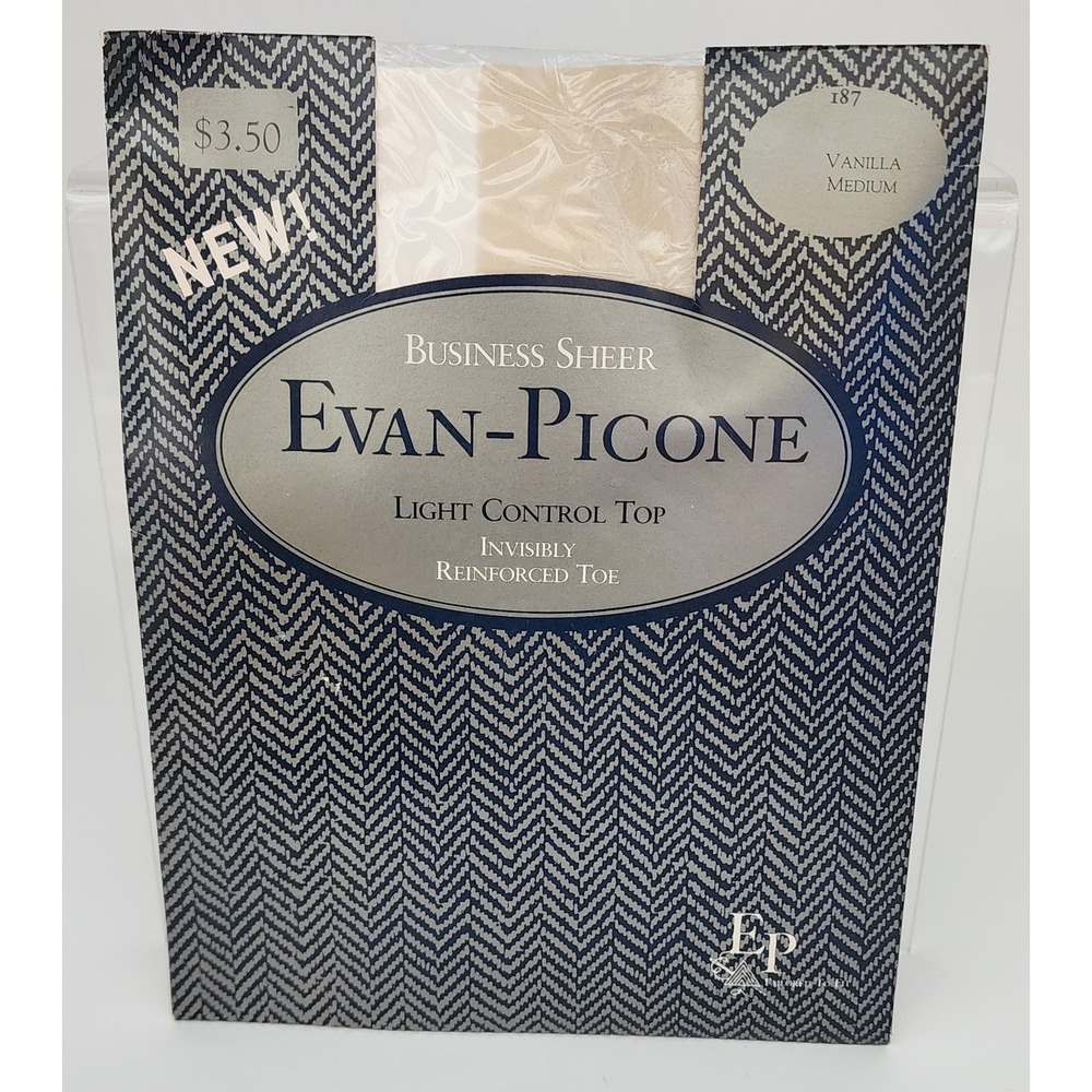 Evan-Picone Business Sheer Pantyhose NIP Medium Vanilla New Light Control Top